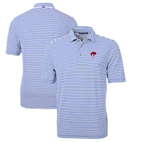 Men's Cutter & Buck Blue Buffalo Bills Throwback Logo Virtue Eco Pique Stripe Recycled Polo