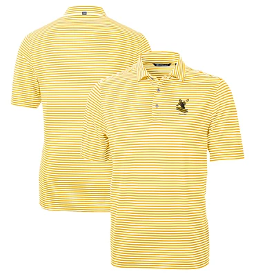 Men's Cutter & Buck Gold Pittsburgh Steelers Throwback Logo Virtue Eco Pique Stripe Recycled Polo