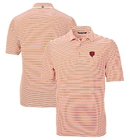 Men's Cutter & Buck Orange Chicago Bears Throwback Logo Virtue Eco Pique Stripe Recycled Polo