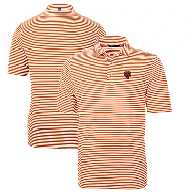 Men's Cutter & Buck Orange Chicago Bears Throwback Logo Virtue Eco Pique Stripe Recycled Polo