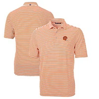 Men's Cutter & Buck Cincinnati Bengals Throwback Logo Virtue Eco Pique Stripe Recycled Polo