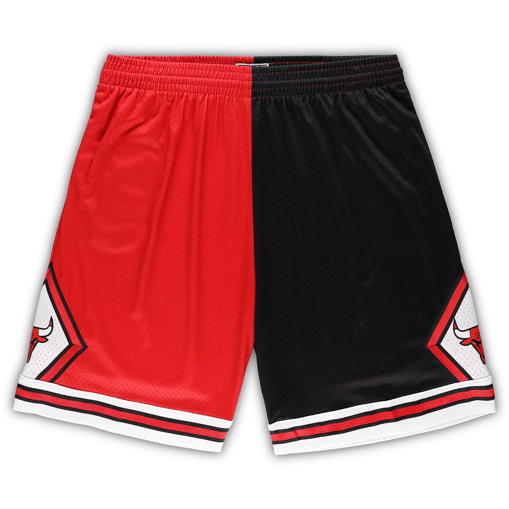 Men's Mitchell & Ness Red/Black Chicago Bulls Big Tall Hardwood Classics Split Swingman Shorts