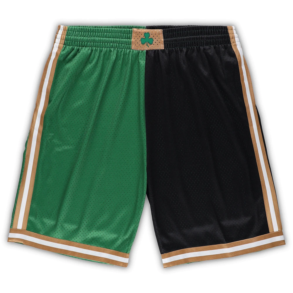 Men's Mitchell & Ness Kelly Green/Black Boston Celtics Big Tall Hardwood Classics Split Swingman Shorts