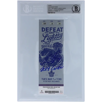 Auston Matthews Toronto Maple Leafs Autographed Ticket from March 7 2017 with "2017 Calder" Inscription - Beckett/Fanatics Graded 10