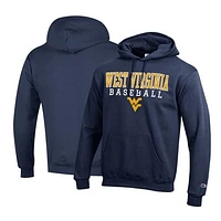 Men's Champion West Virginia Mountaineers Primary Team Logo Stack Baseball Powerblend Pullover Hoodie