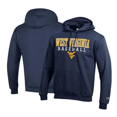 Men's Champion West Virginia Mountaineers Primary Team Logo Stack Baseball Powerblend Pullover Hoodie