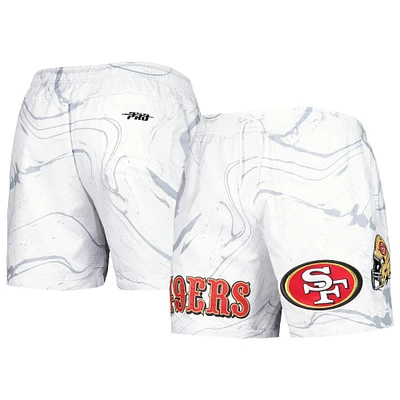 Men's Pro Standard White San Francisco 49ers Allover Marble Print Shorts