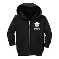 Toddler Chad & Jake Black Toronto Maple Leafs Personalized Full-Zip Hoodie