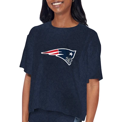 Women's Certo Navy New England Patriots Cropped T-Shirt