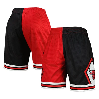 Men's Mitchell & Ness Black/Red Chicago Bulls Hardwood Classics 1997 Split Swingman Shorts