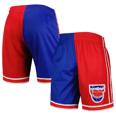 Men's Mitchell & Ness Blue/Red New Jersey Nets Hardwood Classics 1993 Split Swingman Shorts