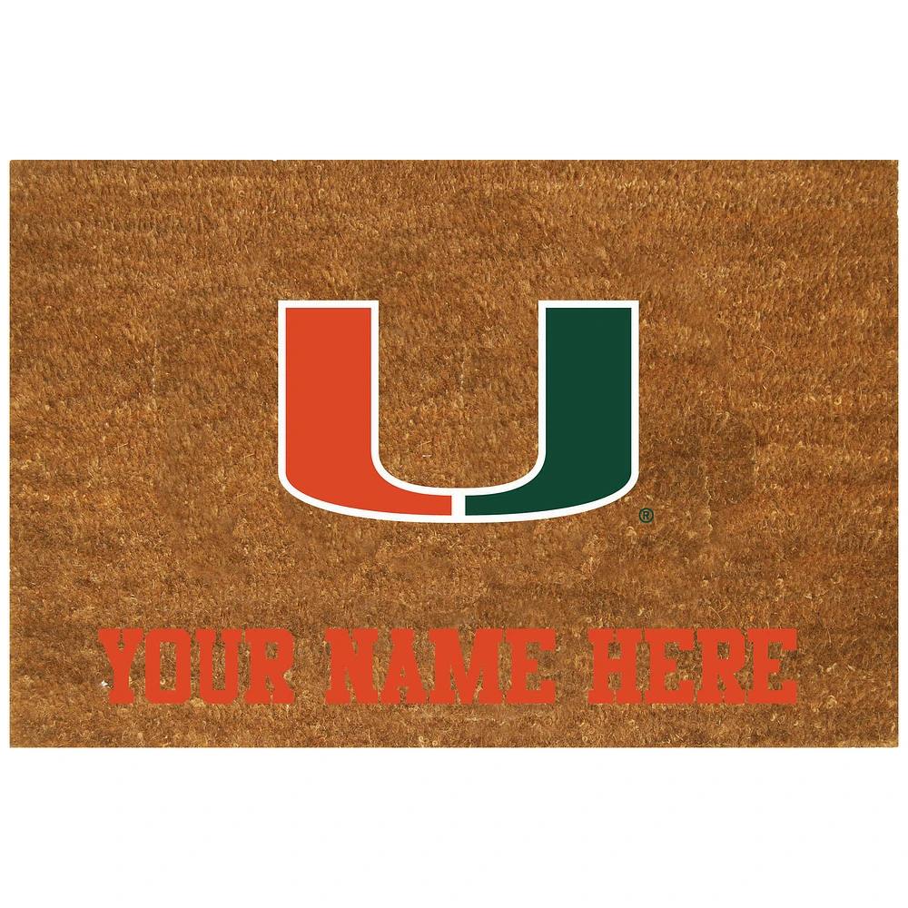 Miami Hurricanes 23'' x 35'' Personalized Door Mat