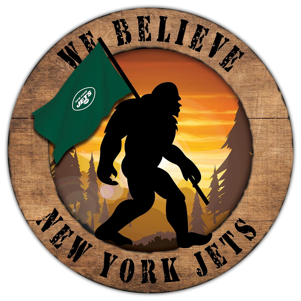New York Jets 12'' We Believe Bigfoot Circle Sign