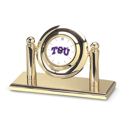 Gold TCU Horned Frogs Team Arcade Desk Clock