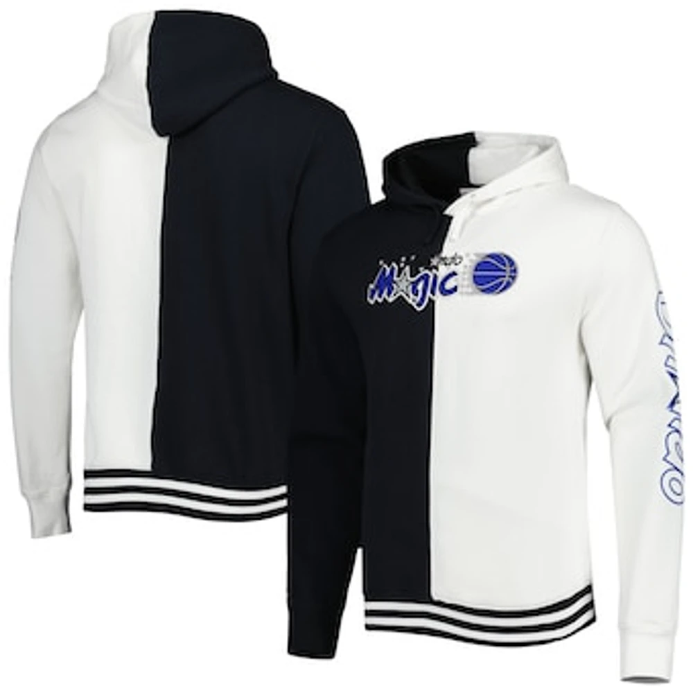 Men's Mitchell & Ness Black/White Orlando Magic Hardwood Classics Split Pullover Hoodie