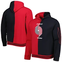 Men's Mitchell & Ness Red/Black Portland Trail Blazers Hardwood Classics Split Pullover Hoodie