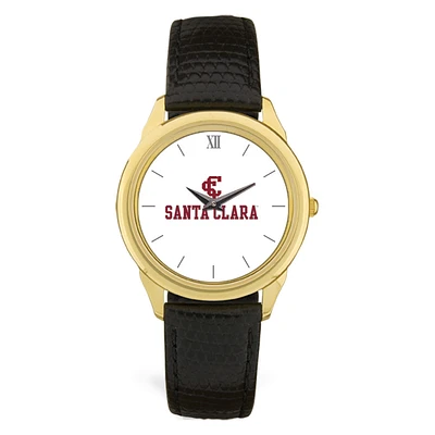 Gold Santa Clara Broncos Team Logo Leather Wristwatch
