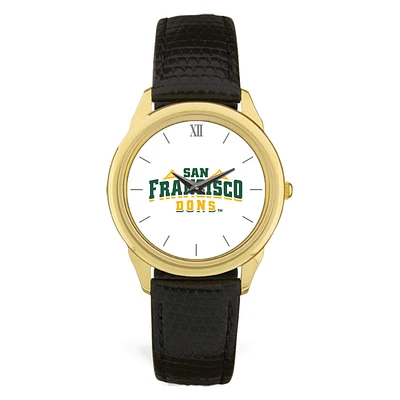Gold San Francisco Dons Team Logo Leather Wristwatch