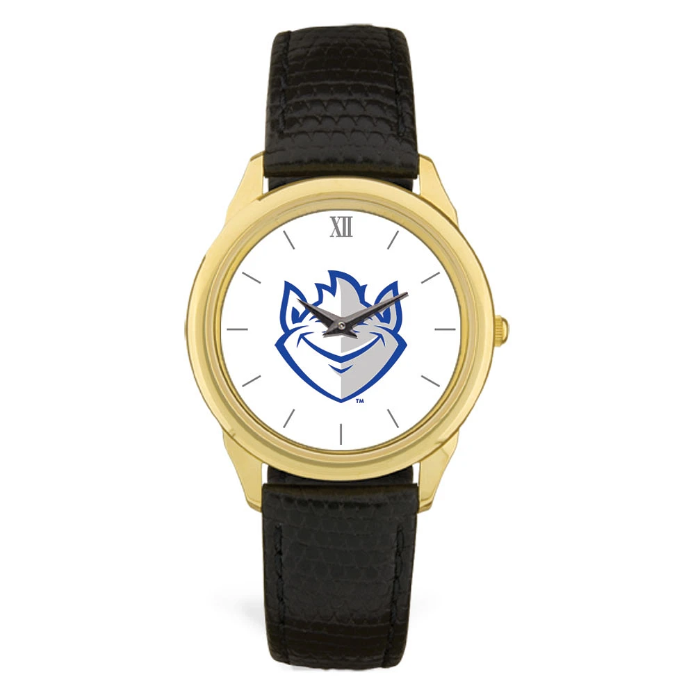 Gold Saint Louis Billikens Team Logo Leather Wristwatch