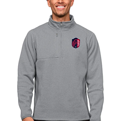 Men's Antigua Gray St. Louis City SC Primary Team Logo Course Quarter-Zip Pullover Top