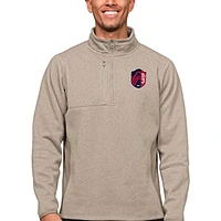 Men's Antigua Oatmeal St. Louis City SC Primary Team Logo Course Quarter-Zip Pullover Top