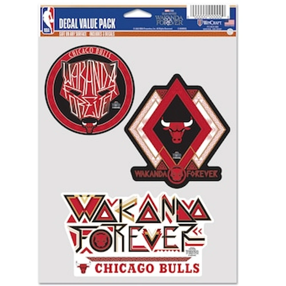 WinCraft Chicago Bulls Three-Pack Black Panther 2 Fan Decal Set