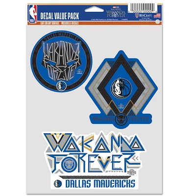 WinCraft Dallas Mavericks Three-Pack Black Panther 2 Fan Decal Set