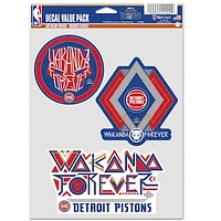 WinCraft Detroit Pistons Three-Pack Black Panther 2 Fan Decal Set