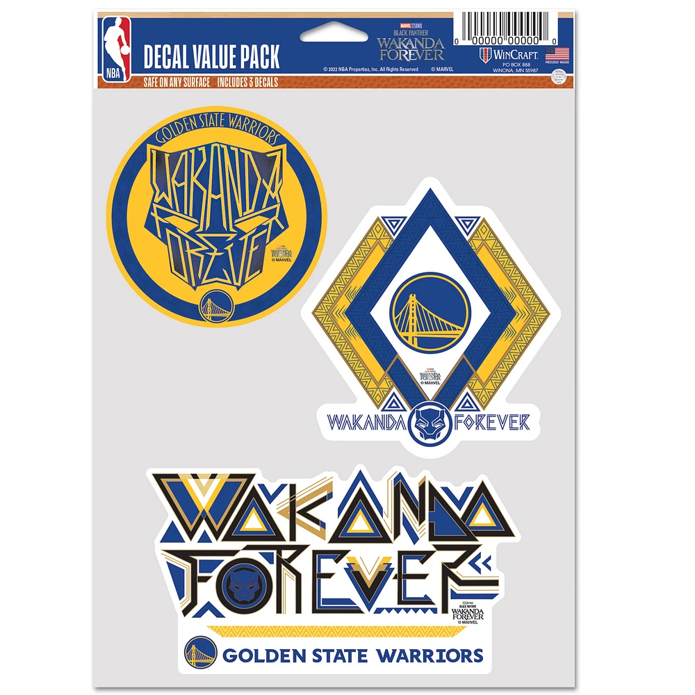 WinCraft Golden State Warriors Three-Pack Black Panther 2 Fan Decal Set