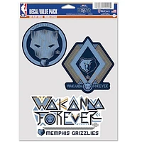 WinCraft Memphis Grizzlies Three-Pack Black Panther 2 Fan Decal Set