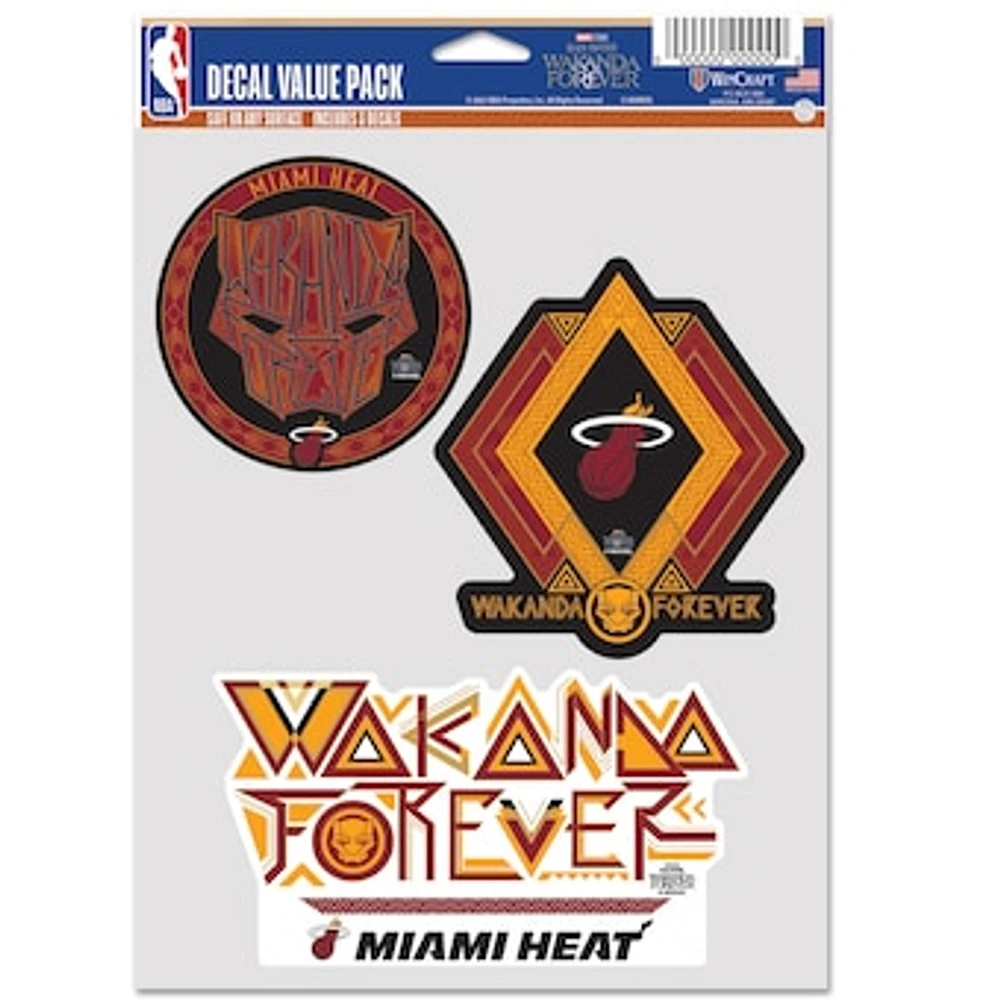 WinCraft Miami Heat Three-Pack Black Panther 2 Fan Decal Set