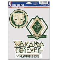 WinCraft Milwaukee Bucks Three-Pack Black Panther 2 Fan Decal Set