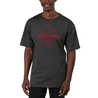 Men's Uscape Apparel Black Harvard Crimson Garment Dyed T-Shirt
