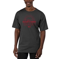 Men's Uscape Apparel Black Harvard Crimson Garment Dyed T-Shirt