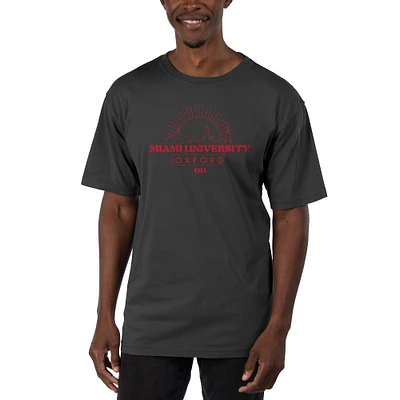 Men's Uscape Apparel Black Miami University RedHawks Garment Dyed T-Shirt