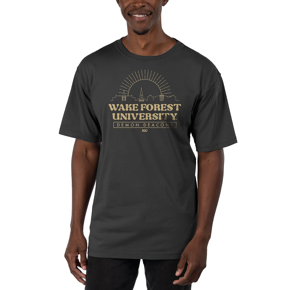 Men's Uscape Apparel Black Wake Forest Demon Deacons Garment Dyed T-Shirt