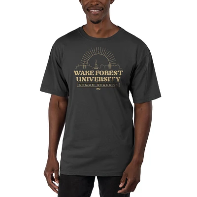 Men's Uscape Apparel Black Wake Forest Demon Deacons Garment Dyed T-Shirt