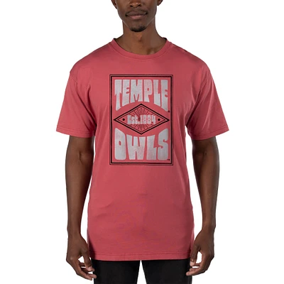 Men's Uscape Apparel Light Red Temple Owls Garment Dyed T-Shirt