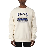 Men's Uscape Apparel Cream Navy Midshipmen Premium Heavyweight Pullover Sweatshirt