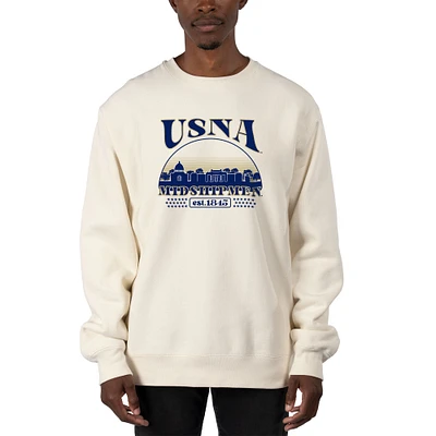 Men's Uscape Apparel Cream Navy Midshipmen Premium Heavyweight Pullover Sweatshirt