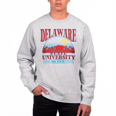 Men's Uscape Apparel Heather Gray Delaware State Hornets Premium Heavyweight Pullover Sweatshirt