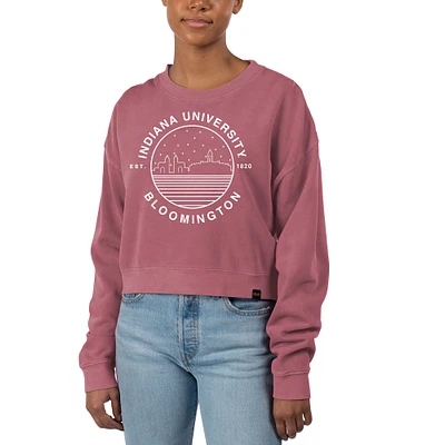 Women's Uscape Apparel Maroon Indiana Hoosiers Fleece Crop Pullover Sweatshirt