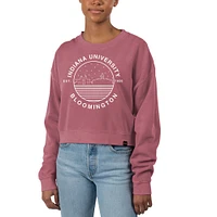 Women's Uscape Apparel Maroon Indiana Hoosiers Fleece Crop Pullover Sweatshirt
