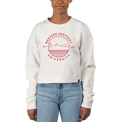 Women's Uscape Apparel White Western Kentucky Hilltoppers Fleece Crop Pullover Sweatshirt