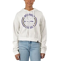 Women's Uscape Apparel White James Madison Dukes Pigment Dyed Fleece Crop Hoodie