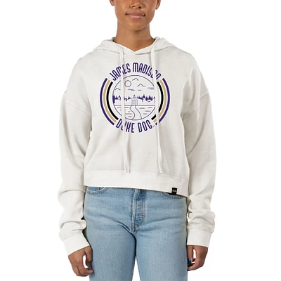 Women's Uscape Apparel White James Madison Dukes Pigment Dyed Fleece Crop Hoodie