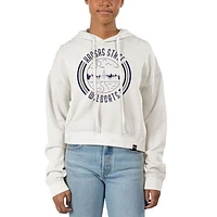 Women's Uscape Apparel White Kansas State Wildcats Pigment Dyed Fleece Crop Hoodie
