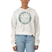 Women's Uscape Apparel White Michigan State Spartans Pigment Dyed Fleece Crop Hoodie