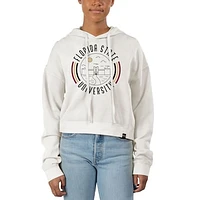 Women's Uscape Apparel White Florida State Seminoles Pigment Dyed Fleece Crop Hoodie