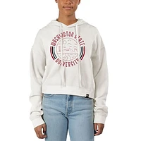 Women's Uscape Apparel White Washington State Cougars Pigment Dyed Fleece Crop Hoodie